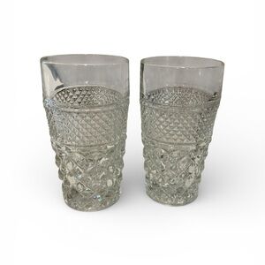Vtg Anchor hocking Wexford clear glass flat tumbler criss cross ice water glass